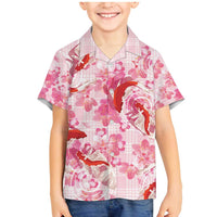 Pink Palaka Hawaii Aloha Family Matching Mermaid Dress and Hawaiian Shirt Koi Pond Mix Sakura LT7 - Polynesian Pride
