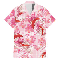 Pink Palaka Hawaii Aloha Family Matching Puletasi and Hawaiian Shirt Koi Pond Mix Sakura LT7 Dad's Shirt - Short Sleeve Pink - Polynesian Pride