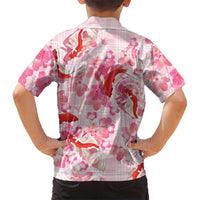 Pink Palaka Hawaii Aloha Family Matching Tank Maxi Dress and Hawaiian Shirt Koi Pond Mix Sakura - Polynesian Pride