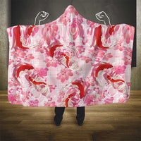 Pink Palaka Hawaii Aloha Hooded Blanket Koi Pond Mix Sakura - Polynesian Pride