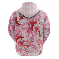 Pink Palaka Hawaii Aloha Hoodie Koi Pond Mix Sakura - Polynesian Pride