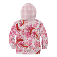Pink Palaka Hawaii Aloha Kid Hoodie Koi Pond Mix Sakura - Polynesian Pride