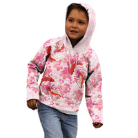 Pink Palaka Hawaii Aloha Kid Hoodie Koi Pond Mix Sakura - Polynesian Pride