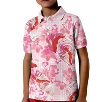 Pink Palaka Hawaii Aloha Kid Polo Shirt Koi Pond Mix Sakura - Polynesian Pride