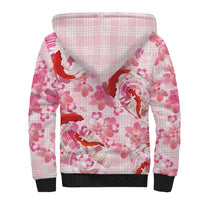 Pink Palaka Hawaii Aloha Sherpa Hoodie Koi Pond Mix Sakura - Polynesian Pride