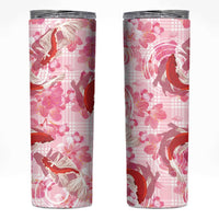 Pink Palaka Hawaii Aloha Skinny Tumbler Koi Pond Mix Sakura - Polynesian Pride