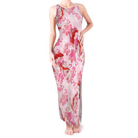 Pink Palaka Hawaii Aloha Tank Maxi Dress Koi Pond Mix Sakura - Polynesian Pride