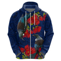 New Zealand Hoodie Tui Couple with Pohutukawa LT7 - Polynesian Pride
