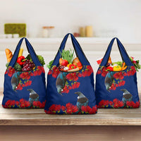 New Zealand Pohutukawa with Tui Birds Grocery Bag Version 2