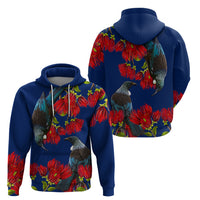 New Zealand Pohutukawa with Tui Birds Hoodie Version 2 LT7 - Polynesian Pride