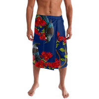 New Zealand Pohutukawa with Tui Birds Lavalava Version 2 LT7 Blue - Polynesian Pride
