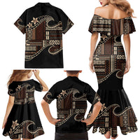 Samoa Siapo Mamanu Family Matching Mermaid Dress and Hawaiian Shirt Waves Motifs LT7 - Polynesian Pride