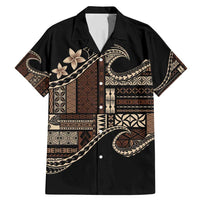 Samoa Siapo Mamanu Family Matching Mermaid Dress and Hawaiian Shirt Waves Motifs LT7 Dad's Shirt - Short Sleeve Black - Polynesian Pride