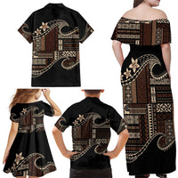 Samoa Siapo Mamanu Family Matching Off Shoulder Maxi Dress and Hawaiian Shirt Waves Motifs LT7 - Polynesian Pride