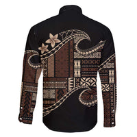 Samoa Siapo Mamanu Family Matching Off Shoulder Maxi Dress and Hawaiian Shirt Waves Motifs LT7 - Polynesian Pride