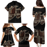 Samoa Siapo Mamanu Family Matching Puletasi and Hawaiian Shirt Waves Motifs LT7 - Polynesian Pride