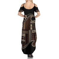 Samoa Siapo Mamanu Family Matching Summer Maxi Dress and Hawaiian Shirt Waves Motifs LT7 - Polynesian Pride