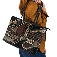 Samoa Siapo Mamanu Leather Tote Bag Waves Motifs