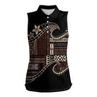 Samoa Siapo Mamanu Women Sleeveless Polo Shirt Waves Motifs