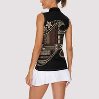Samoa Siapo Mamanu Women Sleeveless Polo Shirt Waves Motifs