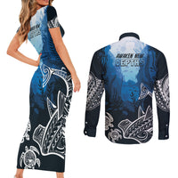 World Ocean Day Pasifika Couples Matching Short Sleeve Bodycon Dress and Long Sleeve Button Shirt Awaken New Depths LT7 - Polynesian Pride