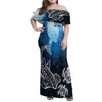 World Ocean Day Pasifika Family Matching Off Shoulder Maxi Dress and Hawaiian Shirt Awaken New Depths LT7 Mom's Dress Blue - Polynesian Pride