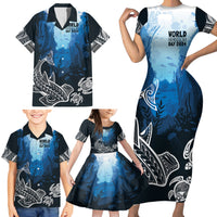 World Ocean Day Pasifika Family Matching Short Sleeve Bodycon Dress and Hawaiian Shirt Awaken New Depths LT7 - Polynesian Pride