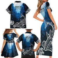 World Ocean Day Pasifika Family Matching Short Sleeve Bodycon Dress and Hawaiian Shirt Awaken New Depths LT7 - Polynesian Pride