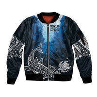 World Ocean Day Pasifika Sleeve Zip Bomber Jacket Awaken New Depths