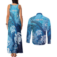 Hawaii World Ocean Day Couples Matching Tank Maxi Dress and Long Sleeve Button Shirt Kakau Turtles