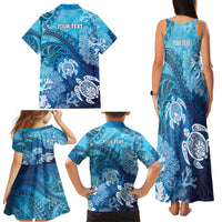 Hawaii World Ocean Day Family Matching Tank Maxi Dress and Hawaiian Shirt Kakau Turtles