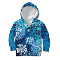 Hawaii World Ocean Day Kid Hoodie Kakau Turtles