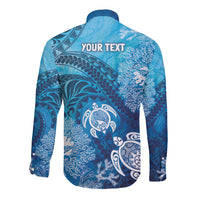 Hawaii World Ocean Day Long Sleeve Button Shirt Kakau Turtles