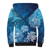 Hawaii World Ocean Day Sherpa Hoodie Kakau Turtles