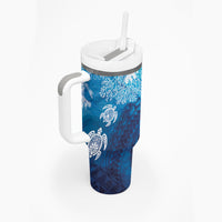 Hawaii World Ocean Day Tumbler With Handle Kakau Turtles