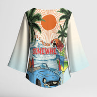 Summer Holiday It's 5 o'clock Somewhere Vintage Hawaii Kimono Sleeve Blouse