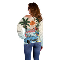 Summer Holiday It's 5 o'clock Somewhere Vintage Hawaii Off Shoulder Sweater