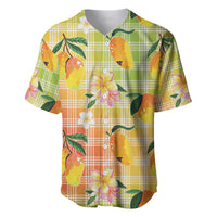 Aloha Hawaii Palaka Print Mango Plumeria Baseball Jersey Tropical Vibes