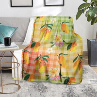Aloha Hawaii Palaka Print Mango Plumeria Blanket Tropical Vibes