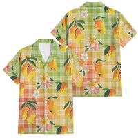 Aloha Hawaii Palaka Print Mango Plumeria Family Matching Mermaid Dress and Hawaiian Shirt Tropical Vibes