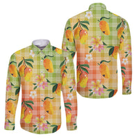 Aloha Hawaii Palaka Print Mango Plumeria Family Matching Off Shoulder Maxi Dress and Hawaiian Shirt Tropical Vibes