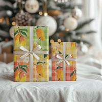 Aloha Hawaii Palaka Print Mango Plumeria Wrapping Paper Tropical Vibes