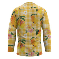 Aloha Hawaii Palaka Print Mango Plumeria Hockey Jersey Fresh Lemon