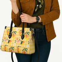 Aloha Hawaii Palaka Print Mango Plumeria Leather Bag Fresh Lemon