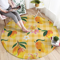 Aloha Hawaii Palaka Print Mango Plumeria Round Carpet Fresh Lemon