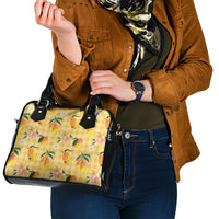 Aloha Hawaii Palaka Print Mango Plumeria Shoulder Handbag Fresh Lemon