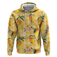 Aloha Hawaii Palaka Print Mango Plumeria Zip Hoodie Fresh Lemon