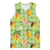 Aloha Hawaii Palaka Print Mango Plumeria Basketball Jersey Cool Mint