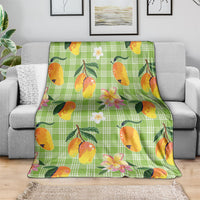 Aloha Hawaii Palaka Print Mango Plumeria Blanket Cool Mint