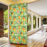 Aloha Hawaii Palaka Print Mango Plumeria Door Cover Cool Mint